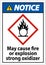 Notice May Cause Fire Or Explosion Sign On White Background