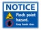 Notice Pinch Point Hazard,Keep Hands Clear Symbol Sign Isolate on White Background,Vector Illustration