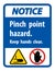 Notice Pinch Point Hazard,Keep Hands Clear Symbol Sign Isolate on White Background,Vector Illustration