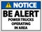 Notice Power Trucks Operating Sign On White Background