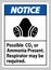 Notice PPE Sign Possible Co2 Or Ammonia Present, Respirator May Be Required