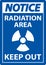 Notice Radiation Area Keep Out Sign On White Background