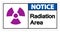 Notice Radiation Area Symbol Sign Isolate On White Background,Vector Illustration