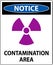 Notice Radioactive Materials Sign Caution Contamination Area