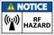 Notice RF Hazard Sign On White Background