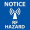 Notice RF Hazard Sign On White Background