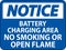 Notice Sign Battery Charging Area, No Smoking Or Open Flame