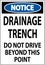 Notice Sign Drainage Trench - Do Not Drive Beyond This Point