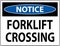 Notice Slow Forklift Crossing Sign On White Background