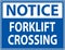 Notice Slow Forklift Crossing Sign On White Background