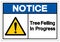 Notice Tree Felling In Progress Symbol Sign, Vector Illustration, Isolate On White Background Label. EPS10