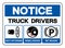 Notice Truck Drivers Shut-Off Engine Wheel Chocks Set Brakes Symbol Sign, Vector Illustration, Isolate On White Background Label .