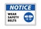 Notice wear safety belts sign vector