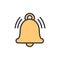 Notification bell, alarm, service handbell flat color line icon.