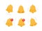 Notification bell icon. The golden alert bell is shaking. Set of bells