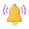 Notification bell icon. The golden alert bell is shaking to alert the upcoming schedule.