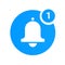 Notification bell icon for incoming inbox message. Vector ringing bell and notification number