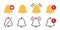 Notification bell icons. Incoming inbox message icons. Reminder icons. Vector icons