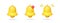 Notification bell icons. Yellow golden alert bell. ringing bell 3d reminder vector