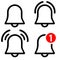 Notification bell vector icons set. reminder illustration symbol collection. notice sign or logo.