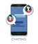 Notification of chat messages on a smartphone vector illustration, flat sms bubbles with avatars of girls on a mobile phone screen