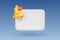 Notification icon with speech bubble and yellow bell with notification counter. Social media or instant messenger reminder concept