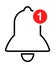 Notification icon vector. bell with a red circle