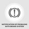 Notification of problems with the brake system icon flat