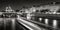 Notre Dame Cathedral and Ile Saint Louis at night Black & White, Paris, France