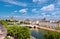 Notre-Dame cathedral in Paris in Spring,an aerial view