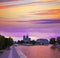 Notre Dame cathedral Paris sunset at Seine