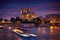 Notre Dame cathedral Paris sunset at Seine