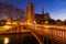 Notre Dame Cathedral with Pont au Double, Dawn, Paris, France