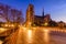 Notre Dame Cathedral and Pont au Double at Dawn, Paris, France