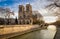 Notre Dame Cathedral and Seine River on Winter Morning Paris