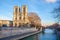 Notre Dame de Paris Cathedral, beautiful Cathedral in Paris. View from the River Seine. France