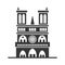 Notre Dame de Paris Cathedral. Line Art Style. Vector