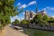 Notre Dame de Paris cathedral, Seine River and Quai de Montebello. Ile de La Cite, Paris, France