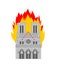 Notre Dame de Paris Fire. Burning roof of historic building in France. housetop flame