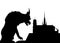 Notre dame de Paris and gargoyle, France, Paris city symbols,  silhouette isolated