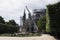 Notre-Dame de Paris medieval Catholic cathedral after the fire, rear view. Renovation work