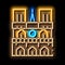 notre dame de paris neon glow icon illustration