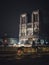 Notre dame de Paris by night, the most important monument in Paris, France