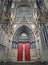 Notre Dame de Rouen Cathedral side entrance door. Architectural landmark facade details featuring styles from Early Gothic to late