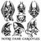 Notre Dame Gargoyles. Set of Horror labels and elements.