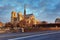 Notre Dame of Paris arches and structure at sunrise light