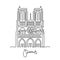 Notre Dame, Paris continuous line vector illustration