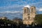 Notre Dame Paris facade in sunset