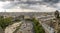 Notre Dame of Paris: Famous Chimera overlooking the Eiffel Tower at a spring day, France