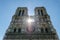 Notre-Dame with sun glare